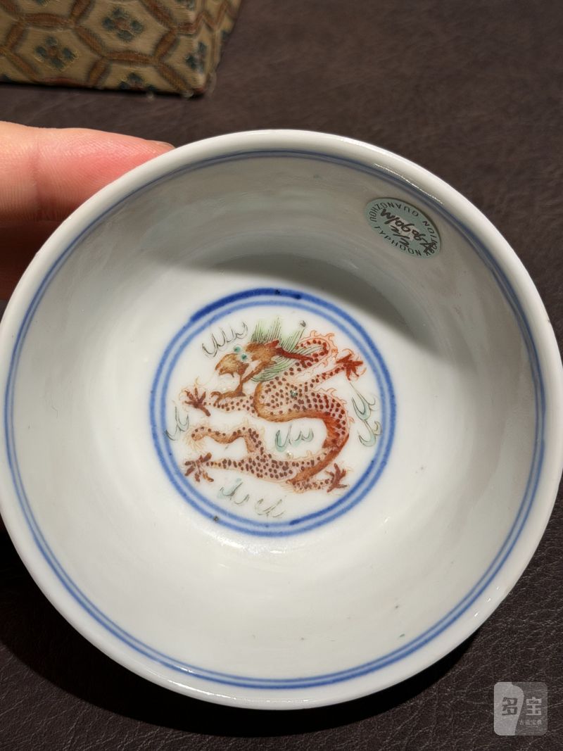 清光绪 青花五彩龙凤纹茶圆一对 - 图11